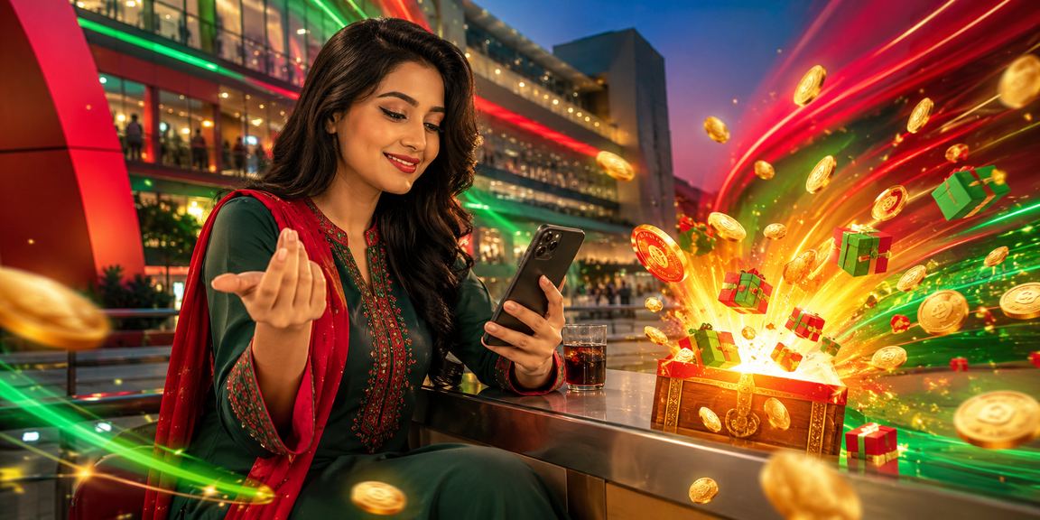 The experience of receiving a cashback bonus in a red-and-green setting in Dhaka